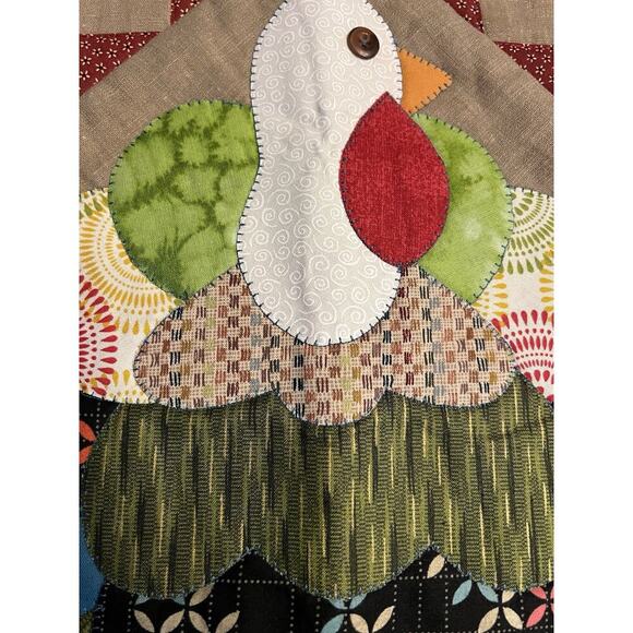 Artisan Made Quilted Table Square 21" Multicolored Thanksgiving Turkey NEW - Picture 4 of 9